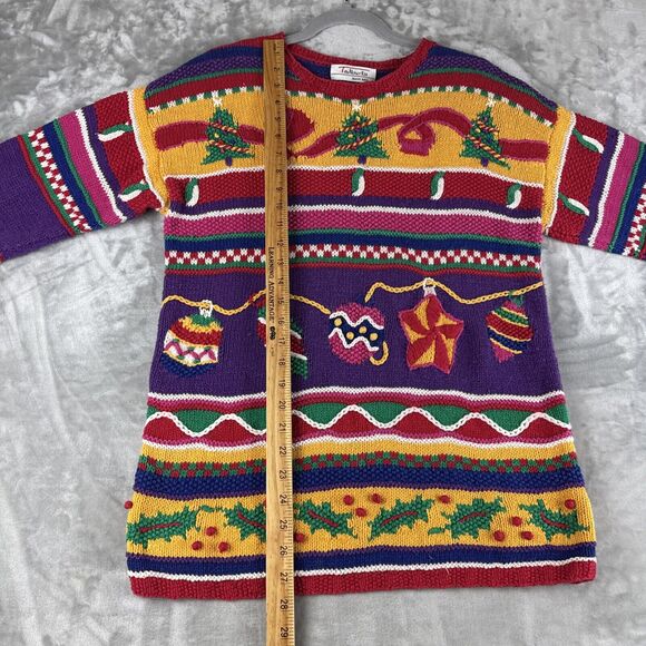 Vintage Talbots Hand Knit‎ Christmas Sweater Women's L Colorful Uglycore (1039) - Picture 9 of 9